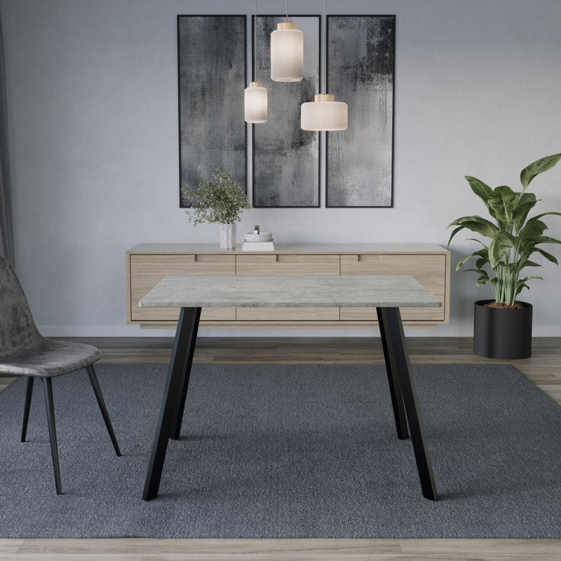 Metal Base Dining Table, Concrete