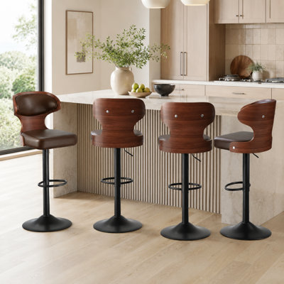 Bentwood Adjustable Height Swivel Bar Stool