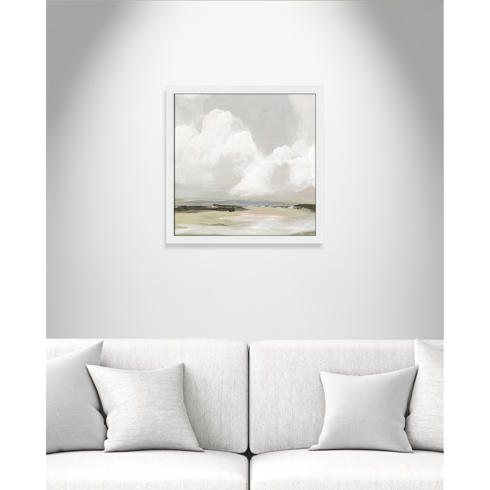 Soft Clouds - Picture Frame Painting Print, 24.5" H x 24.5" W x 1.12" D, White Framed