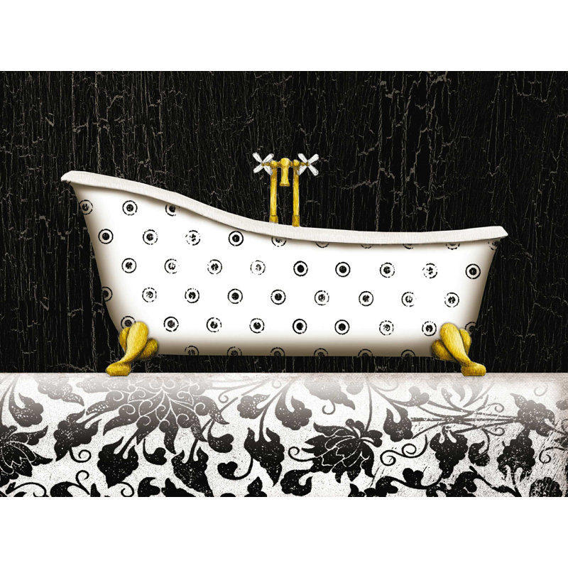 Baignoire à pois - reproduction sur toile tendue, L 40 po x H 30 po