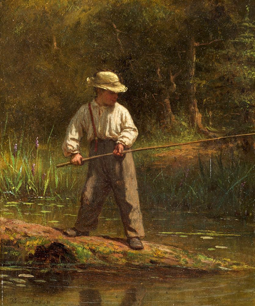 Red Barrel Studio® Boy Fishing On Paper by Eastman Johnson Painting