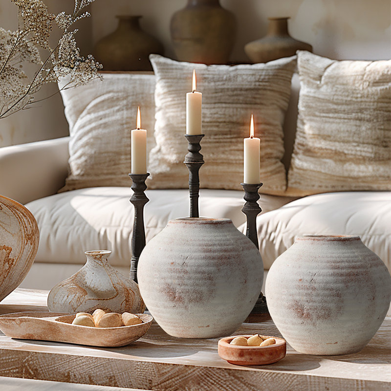 7.36'' Handmade Terracotta Table Vase
