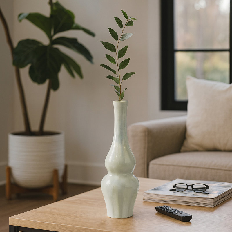 Handmade Stoneware Table Vase, Overall Height- 16"