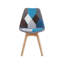 42.5cm H Patchwork Fabric Dining Chair, Retro Style Upholstered Side Chair with Solid Wood Legs-2022662626-2080525510