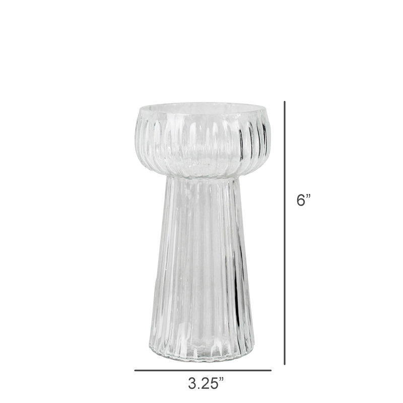 Vase cannelé cannelé, verre - Lrg, H 6 po x l 3,25 po x P 3,25 po