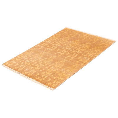 Tapis unique en laine noué à la main brun clair nouvel âge 4 pi 2 po x 6 pi 1 po Taverna