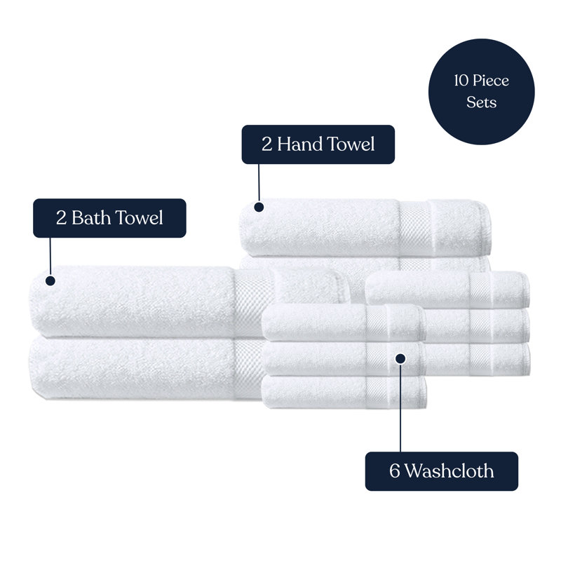 Ensemble de 10 serviettes en coton Delara, Blanc