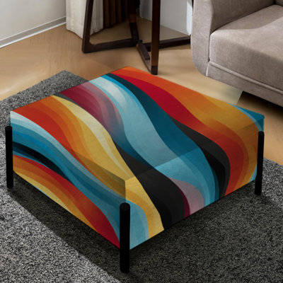 Poupart rayé Rainbow Rhythm II - grand repose-pieds carré rayé