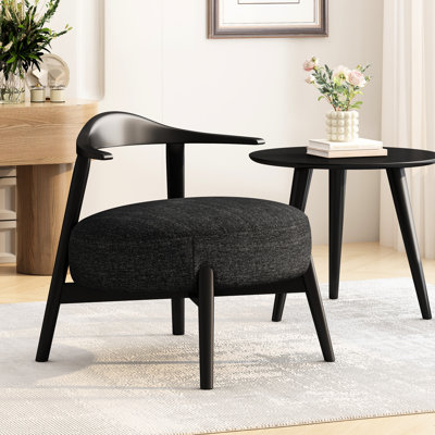 Fauteuil d'appoint relaxant noir avec tissu élégant et mousse haute pour chaise de chambre à coucher élégante, couche de confort d'assise