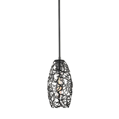 Luminaire suspendu cylindrique noir mat à 1 lumière Danzell