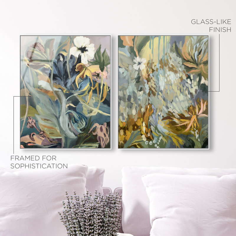 Moss Overlap Set Set by Oliver Gal, 74"H x 62"W, White Floater Frame