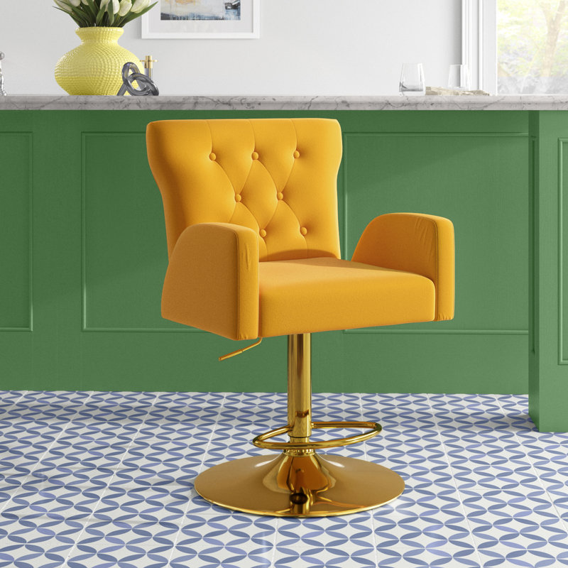 Rhett Swivel Upholstered Adjustable Height Counter Stool, Mustard