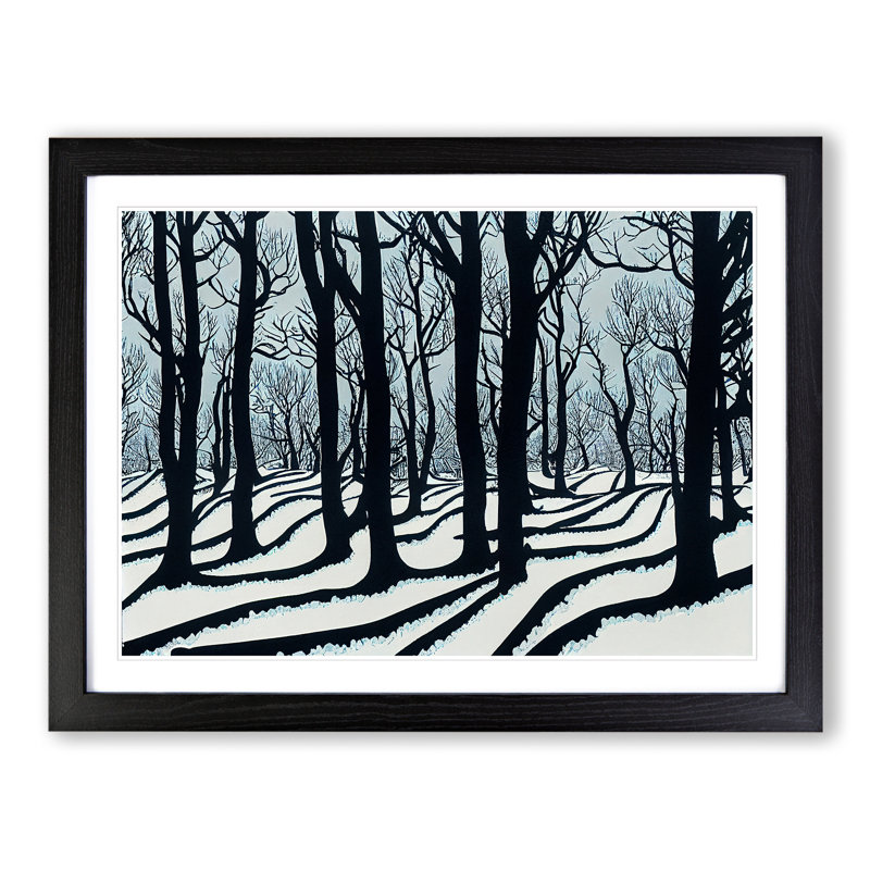 Lively Winter Forest - Single Picture Frame Print, 46cm H x 64cm W, Black