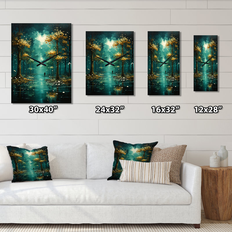 Karsyn - Horloge murale moderne paysage et nature, H 32 po x l 16 po x P 1 po