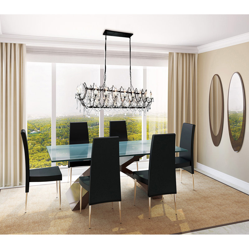 Luminaire suspendu linéaire pour îlot de cuisine 24 lumières Calvin, Marron foncé