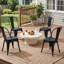 45cm Stackable Black Metal Patio Chairs, Industrial Tolix‑Style Side Chairs for Kitchen Patio Bistro