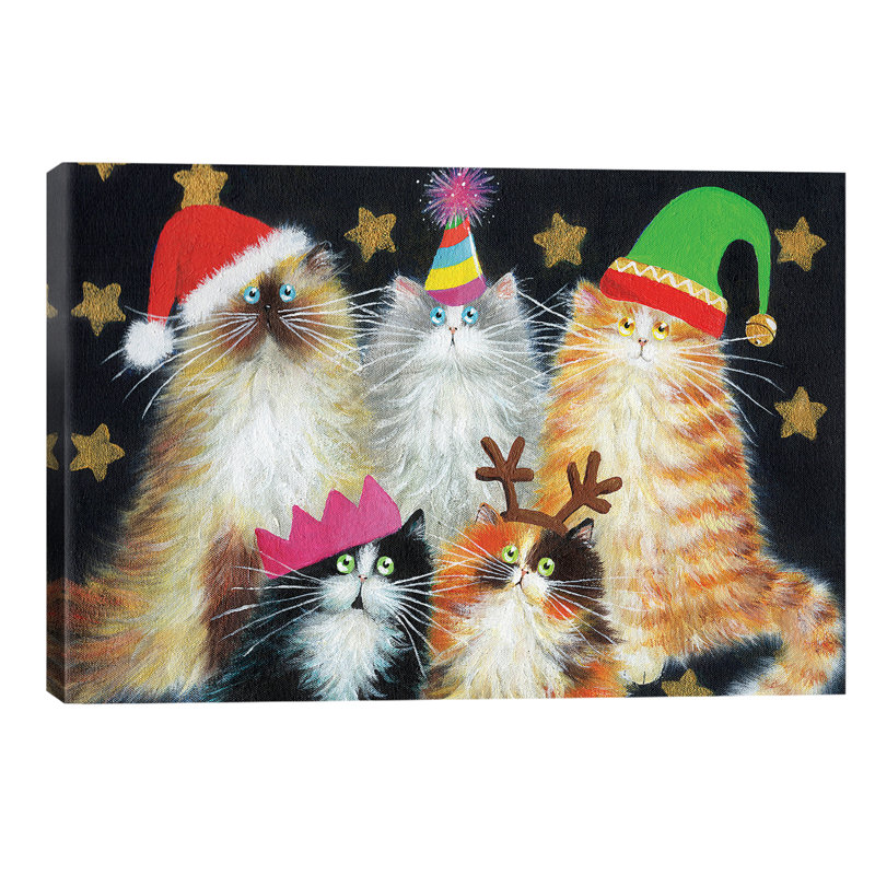 Christmas Cats - Wrapped Canvas Painting, 66.04 cm H x 45.72 cm W x 1.91 cm D