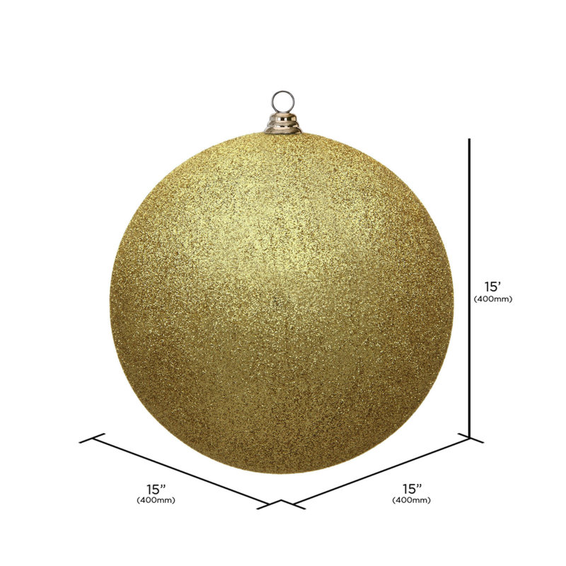 Holiday Décor Ball Ornament, 15.75", Gold Glitter