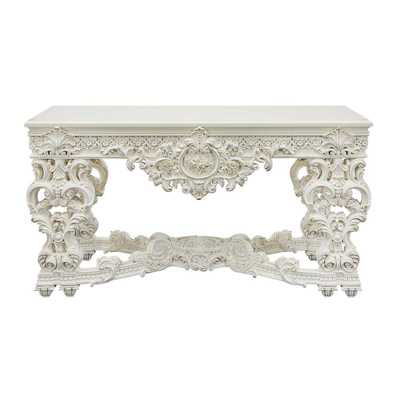 Table de canapé 69 po Adara, finition blanc antique
