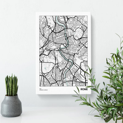 Map Rome Italy - Wrapped Canvas