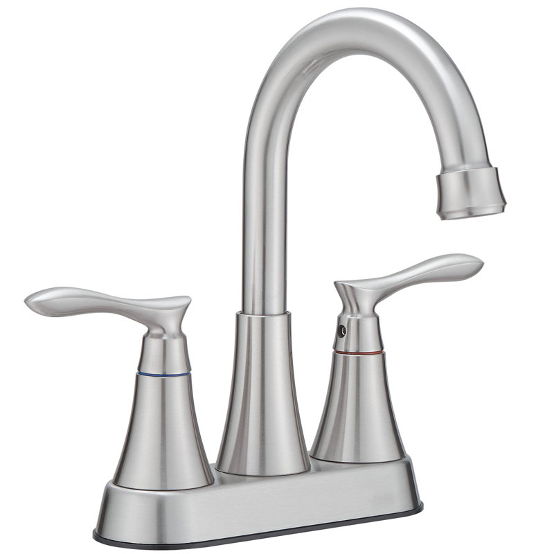 Robinet de lavabo de salle de bain central à 4 poignées avec ensemble bonde Airliss, Nickel brossé