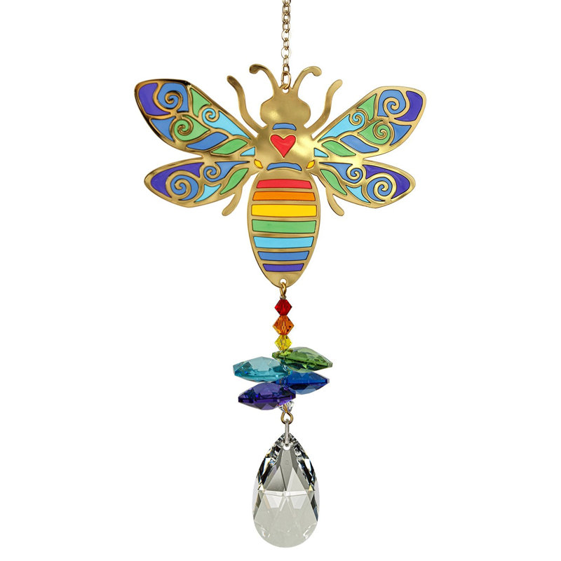 Gold and Multicolor Crystal Bumble Bee Suncatcher