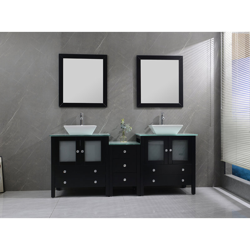Ensemble de meuble-lavabo double 74 "avec miroir Ciel