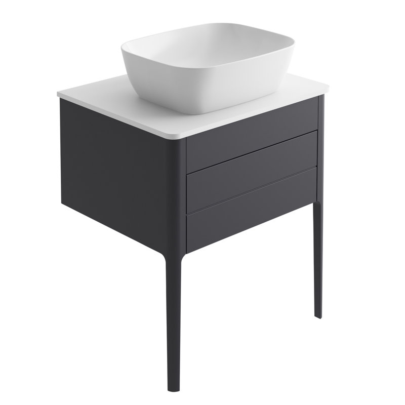 Senah 65cm Single Bathroom Vanity Base Only, Deep Grey