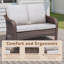 Causeuse de patio en osier 49,6 "avec coussins de siège beige-1285255323