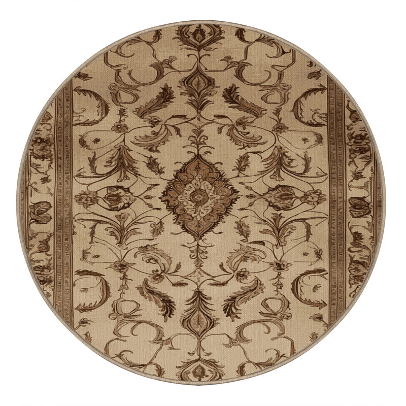 Machine Washable Persian Brown Area Rug, Round 7'