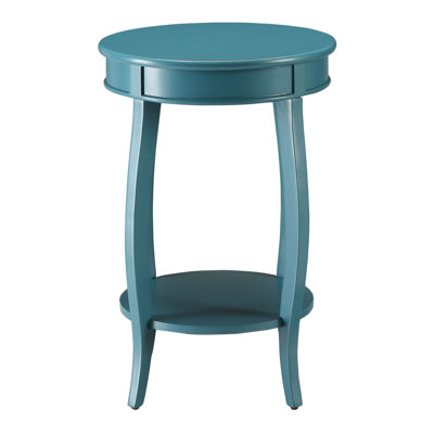 Table d'appoint ronde bleu sarcelle avec tablette inférieure