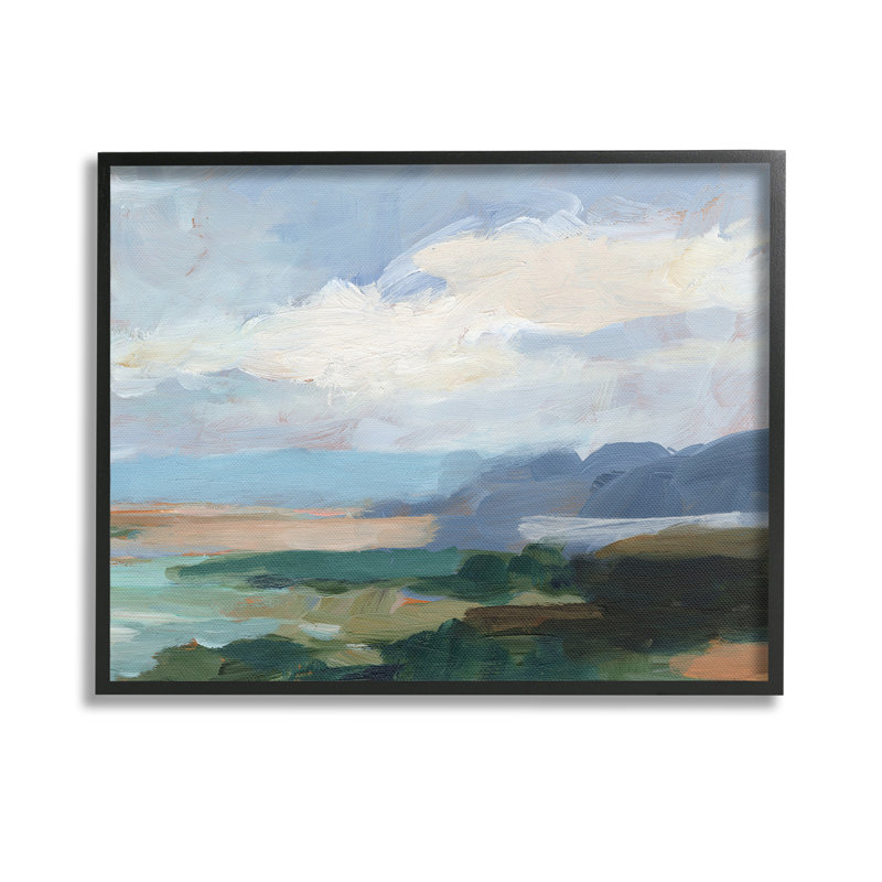 Art traditionnel giclée sur une plage nuageuse traditionnelle par Ethan Harper, Giclée encadrée noir minuit