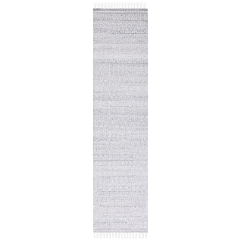Tapis rayé kilim 104 gris / ivoire, Tapis de couloir 2 pi 3 po x 9 pi