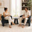 Ensemble de 2 fauteuils d'appoint modernes en velours, assise large de 67 cm, style club, avec structure en métal, noir
