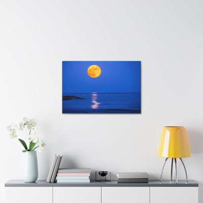 Super lune sur mer, art mural sur toile