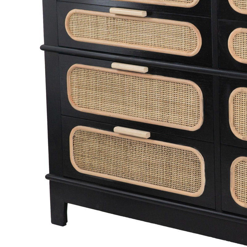 Commode double 8 tiroirs Jolene, Noir