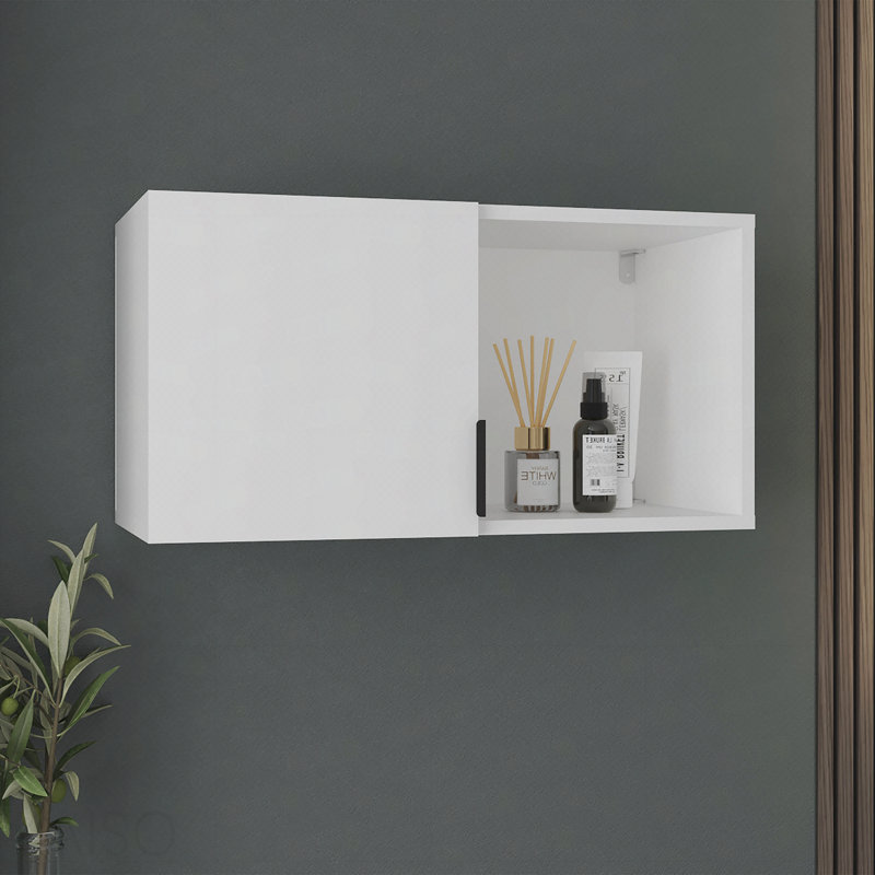 Pharmacie avec miroir et tablettes, avec option de positionnement vertical ou horizontal, solution de rangement de salle de bain moderne, blanc