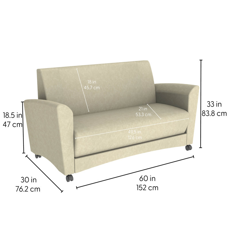 Pro Series Rustic Upholstered Mobile Common Area Sofa, Almond