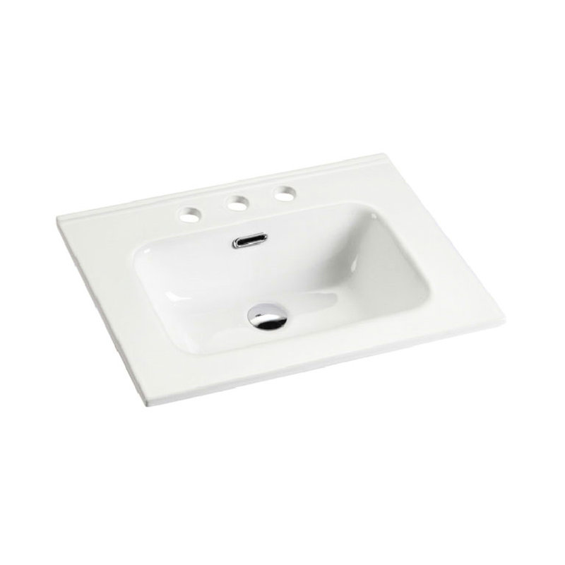 Glossy White Ceramic Bathroom Sink - Sleek Design With 3 Pre-Drilled Holes, Construction, Stain- Seamless For A Hygienic
