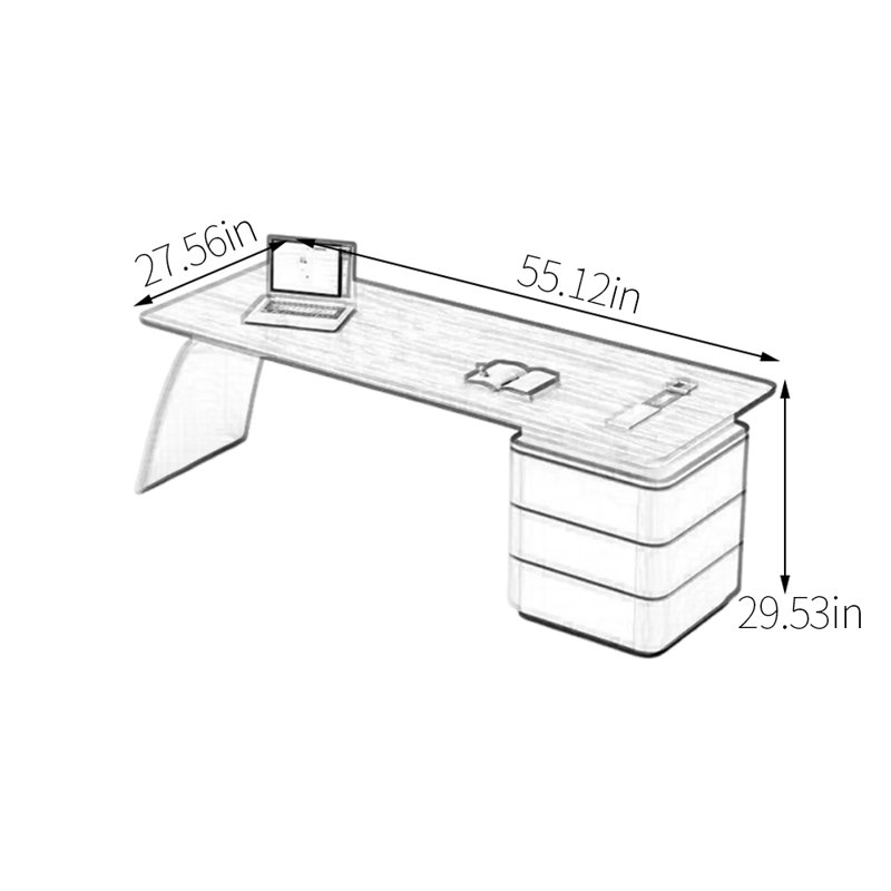Bureau en bois massif massif, H 29,53 po x l 55,12 po x P 27,56 po, Blanc