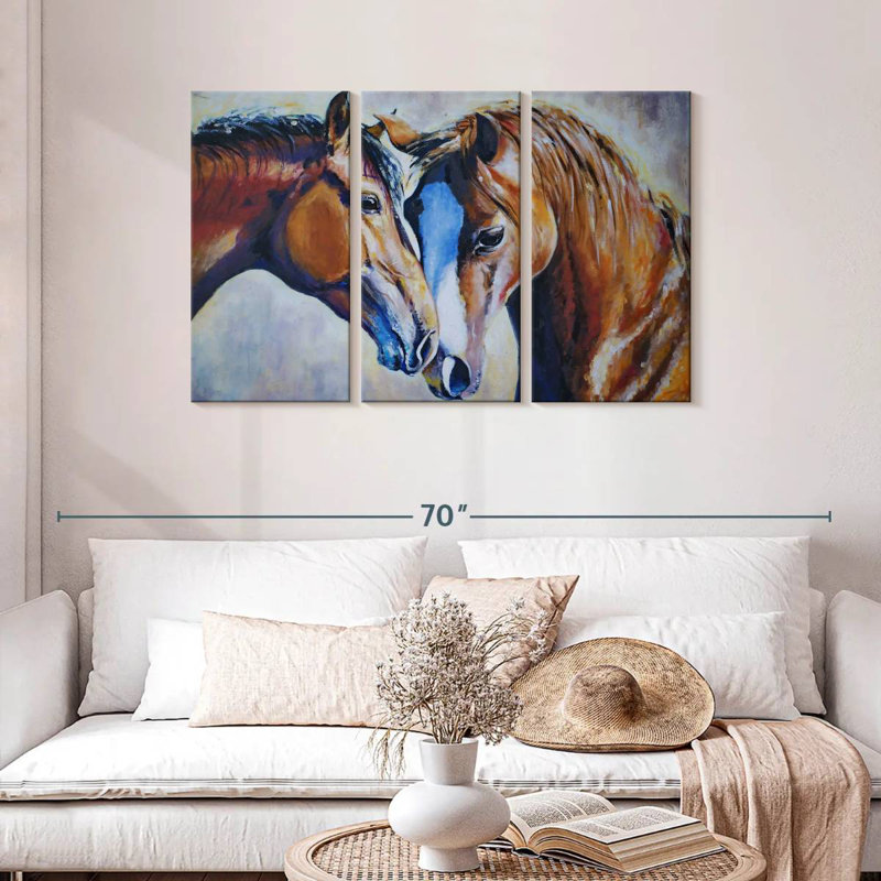 Two Affectionate Horses, 28" H x 45" W