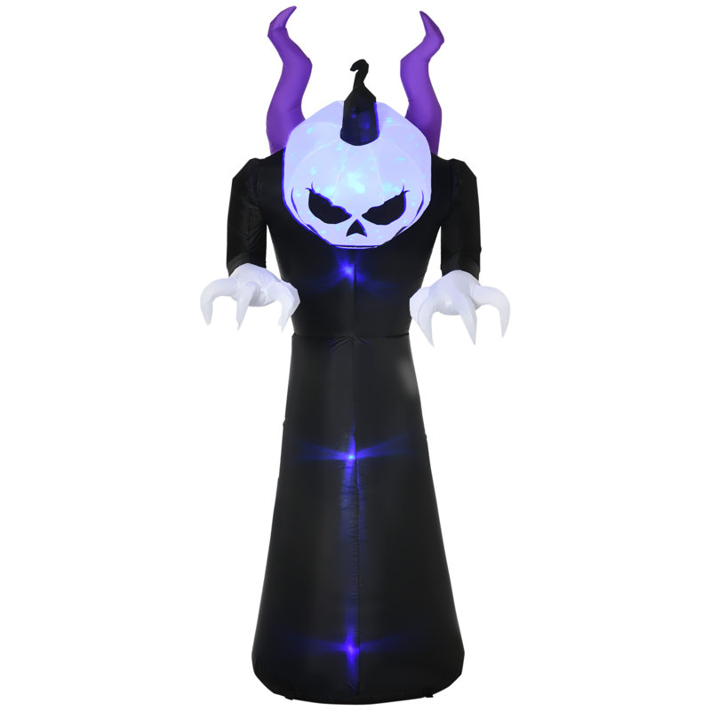Outsunny 7' Inflatable Halloween Ghost with Horns Lighted Outdoor Decoration