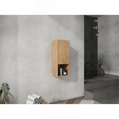 Armoire de salle de bain 12 po, portes à fermeture en douceur, fixation flottante, chêne imitation (emballage KD)