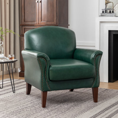 Fauteuil rembourré en cuir véritable de 32 po de largeur Shalisia