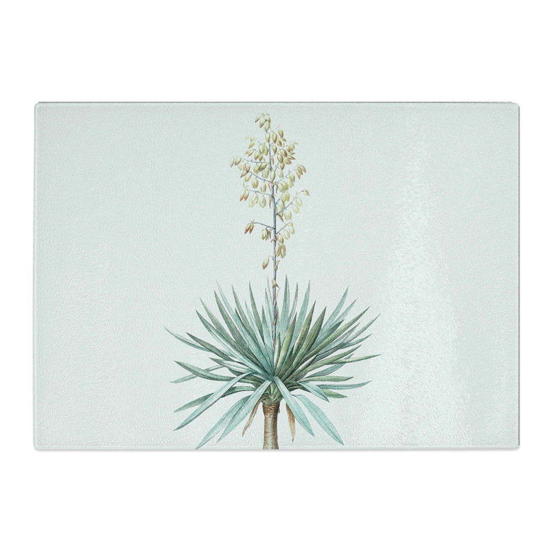 Tempered Glass Adams Needle Yucca Flowers Chopping Board, 39 cm W x 28.5 cm L