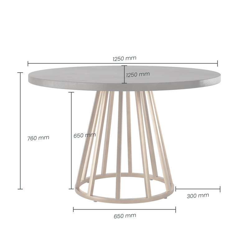 Aleata Oak Round Metal Base Dining Table