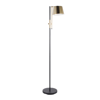 Lampe sur pied Metric en noir et laiton antique