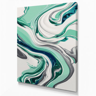 Abstrait art fluide sur toile verte 63