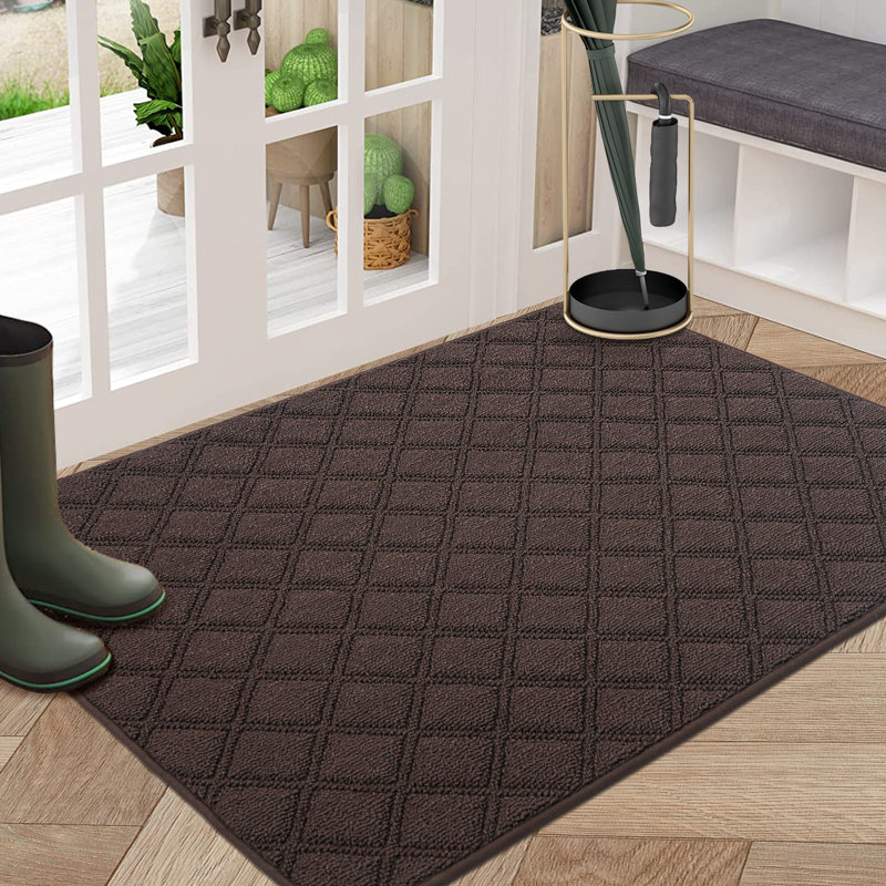 Dirt Trapper Door Mat, Non-Slip Washable Doormats Welcome Mat, Dirt Resistant and Absorbent Entrance Mat, Low Profile Floor Mats for Front Back Door, Entryway