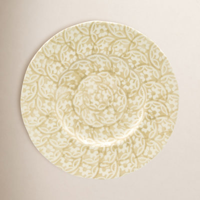 Chloe Floral Accent Dessert Plate Set in Beige